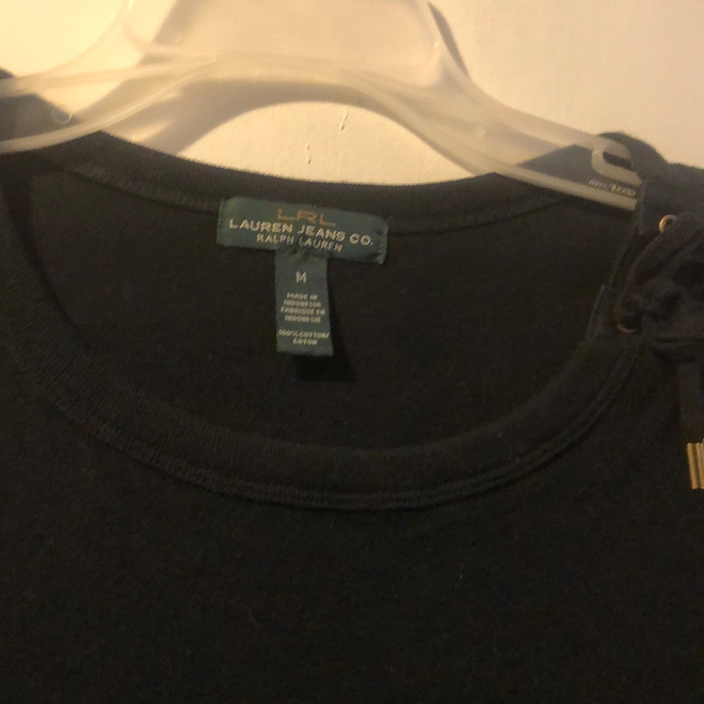 Ralph Lauren black long sleeve w tie shoulder